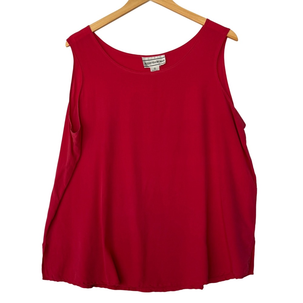 August Max Woman Womens‎ Top Size 1X Sleeveless Silk Coral Pink Blouse Flowy